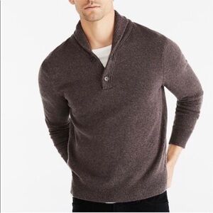 J. Crew Lambswool Sweater Shawl-Collar Brown Men’s Size Medium Distressed Flaws